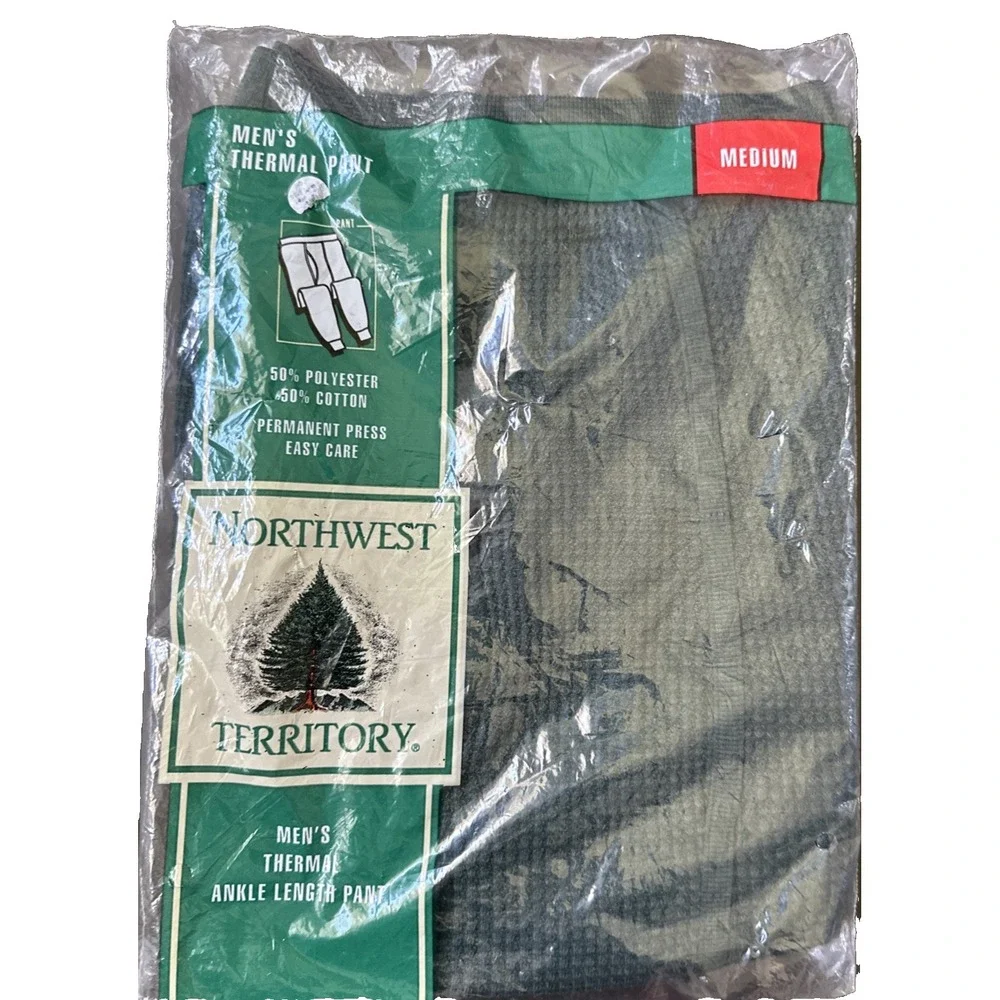 Vintage Northwest Territory-Thermal Pants-Men's Size M-Green- Ankle Length-90's